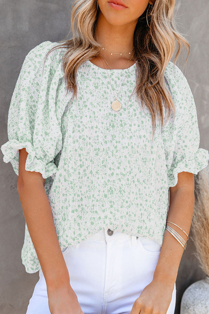 Brunella® | Elegant Floral Blouse With Puff Sleeves