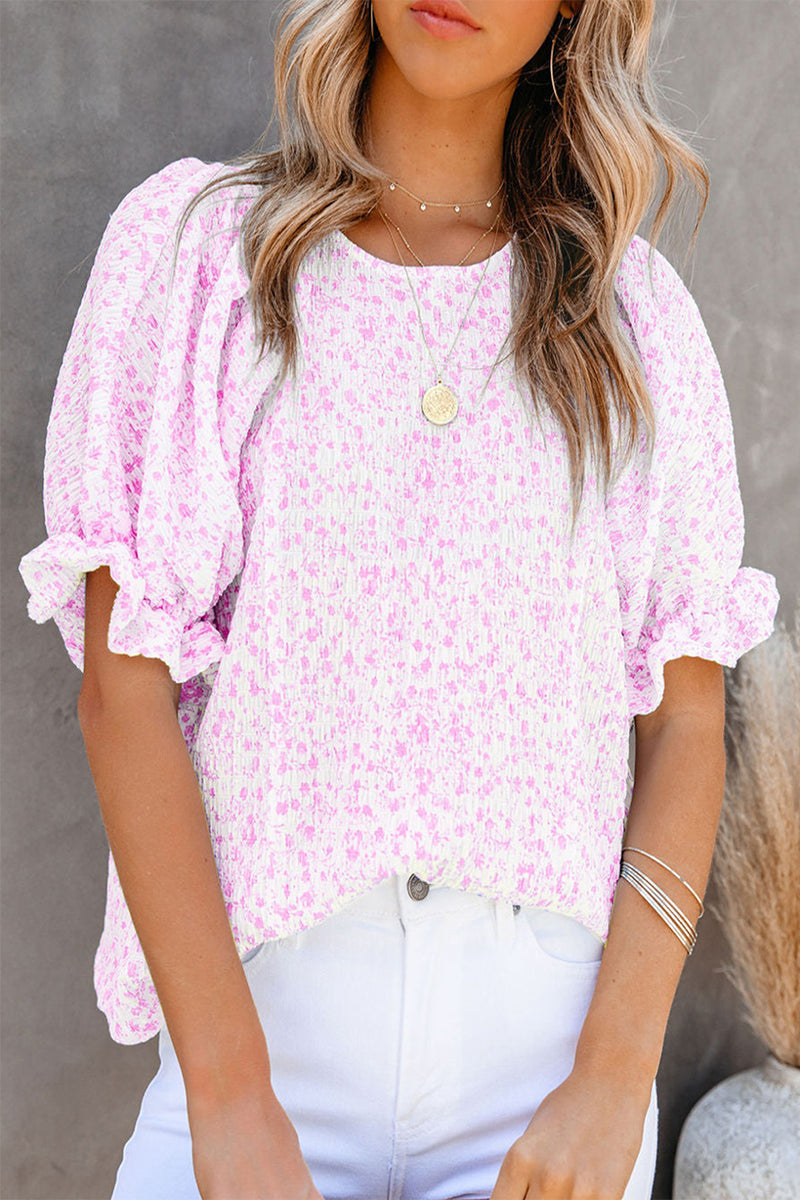 Brunella® | Elegant Floral Blouse With Puff Sleeves