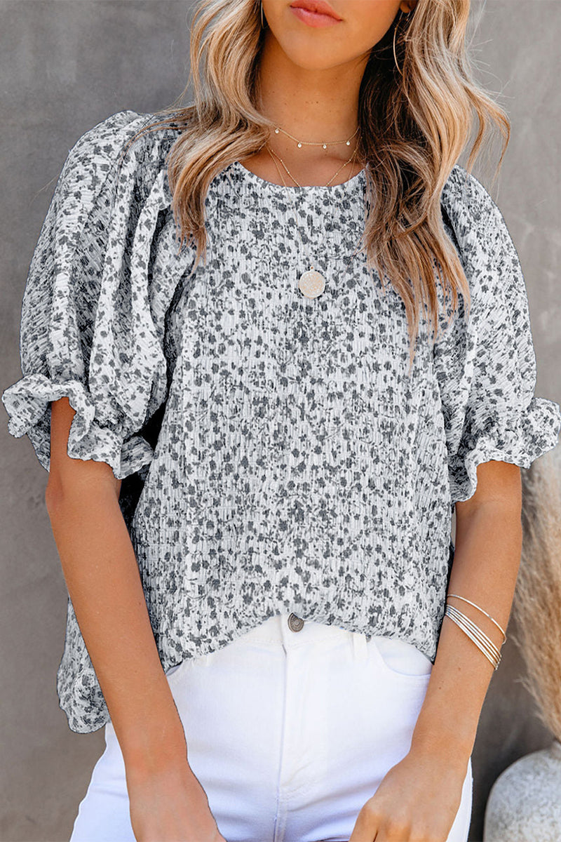 Brunella® | Elegant Floral Blouse With Puff Sleeves