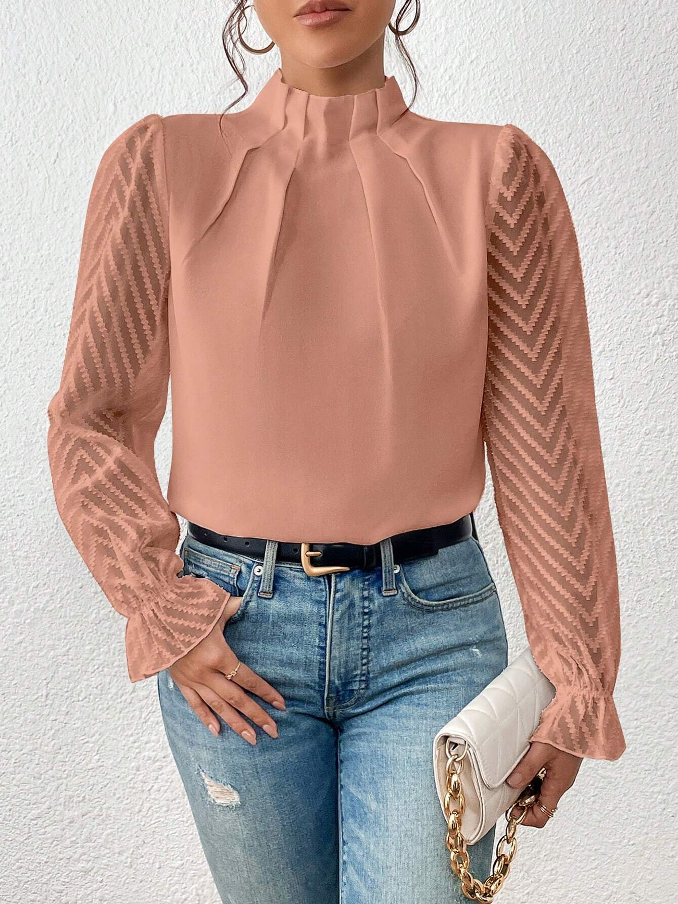 Cristina® | Coastal blouse with lace sleeves