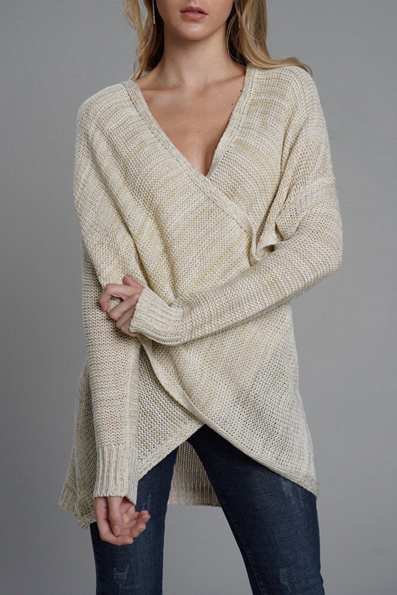 Caridad® | Casual solid patchwork V-neck tops