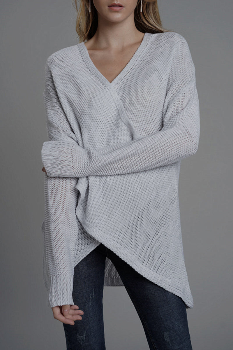 Caridad® | Casual solid patchwork V-neck tops