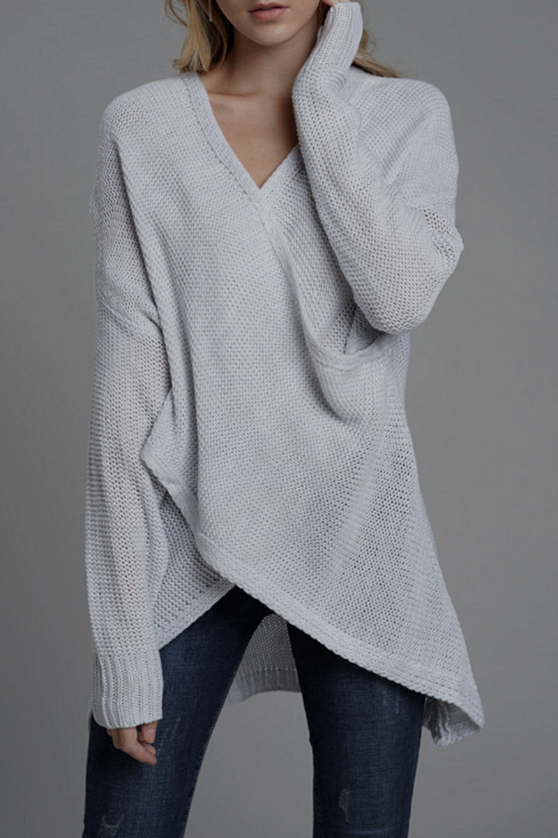 Caridad® | Casual solid patchwork V-neck tops