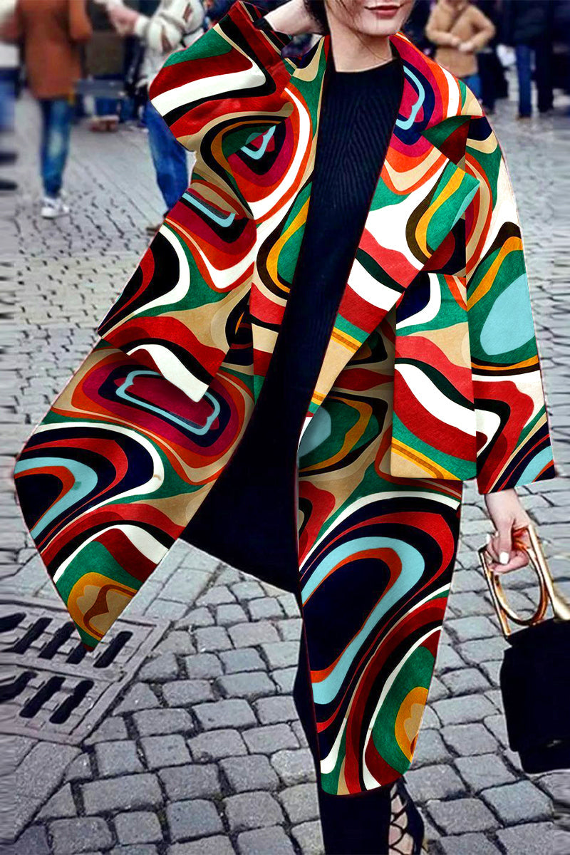 Celia® | Street color block outerwear with a contrast turn-down collar