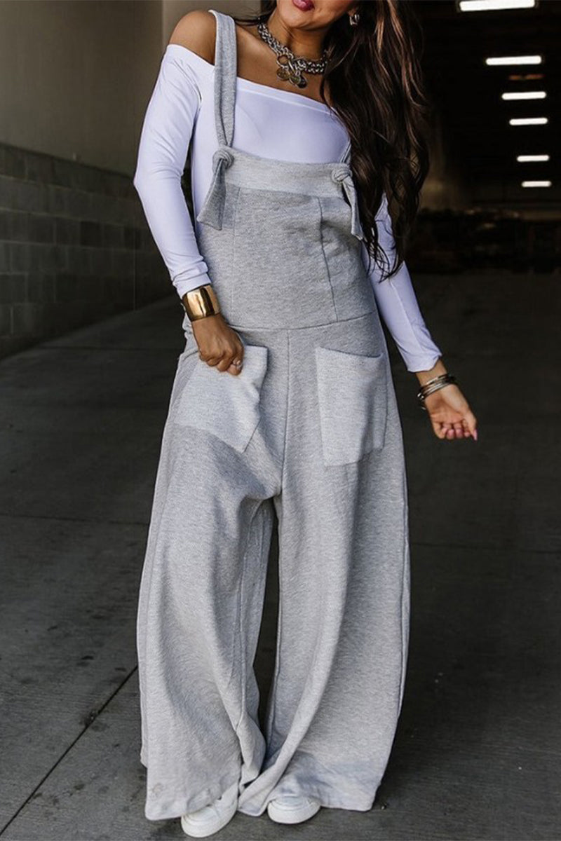 Elisa® | Casual solid color loose jumpsuits with scoop neck