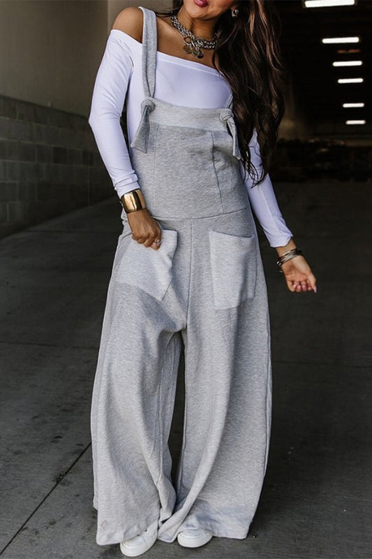 Elisa® | Casual solid color loose jumpsuits with scoop neck