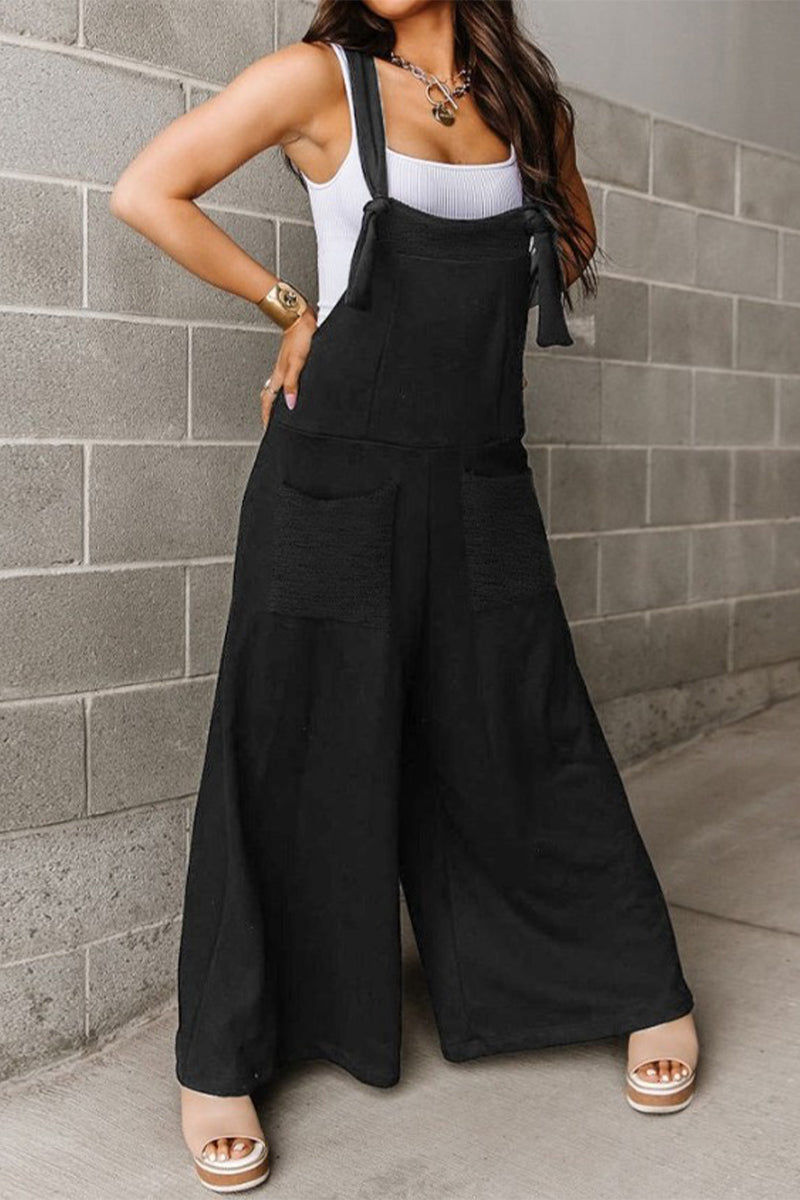 Elisa® | Casual solid color loose jumpsuits with scoop neck