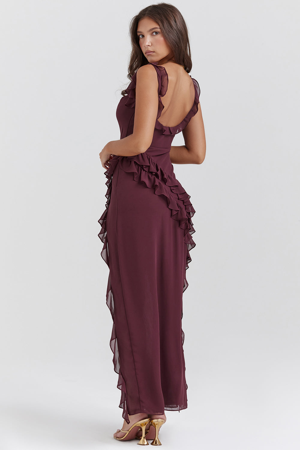 Diana® | Long dress with ruffles and opening