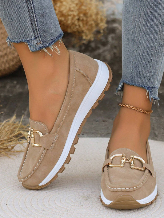 Women’s Loafers – Suede – Flat Sole – Buckle Detail – Classic Fit