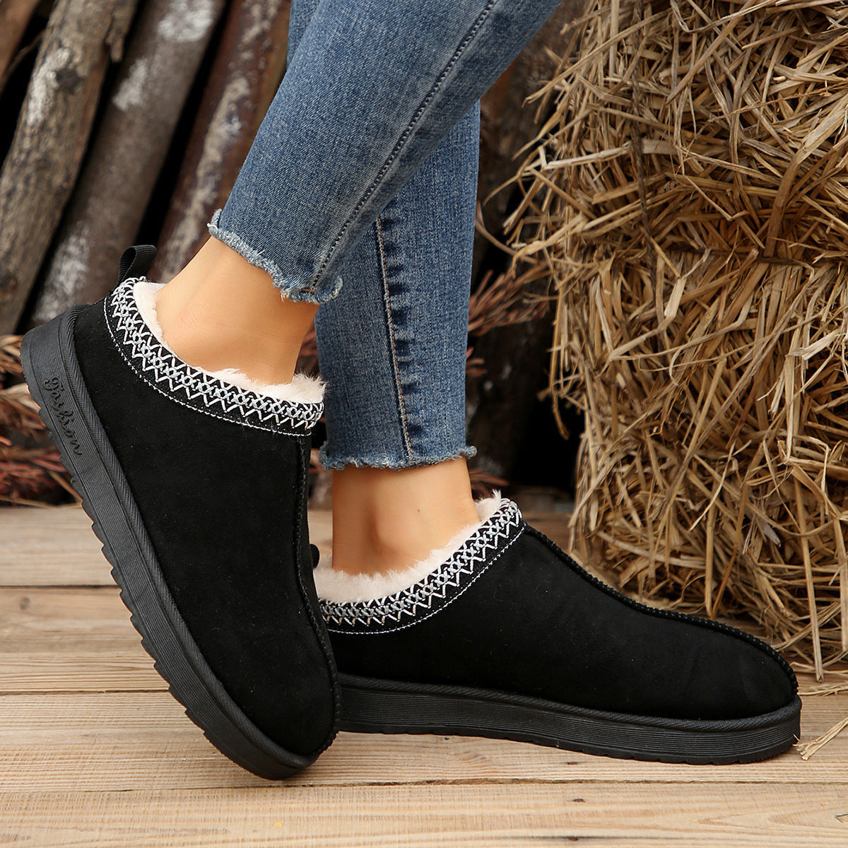 Doris® | Casual Living Patchwork Solid Color Round Warm Comfortable Shoes