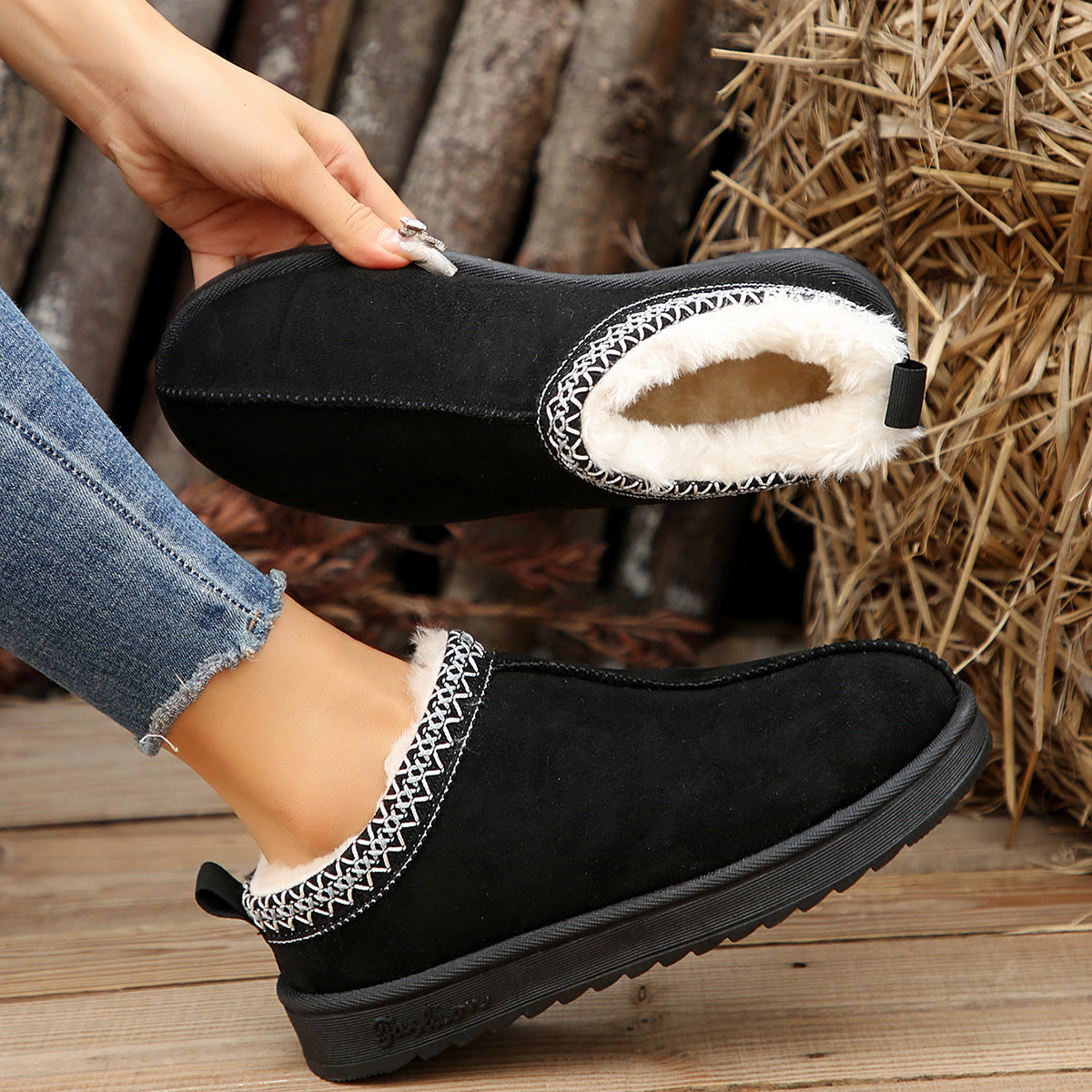 Doris® | Casual Living Patchwork Solid Color Round Warm Comfortable Shoes