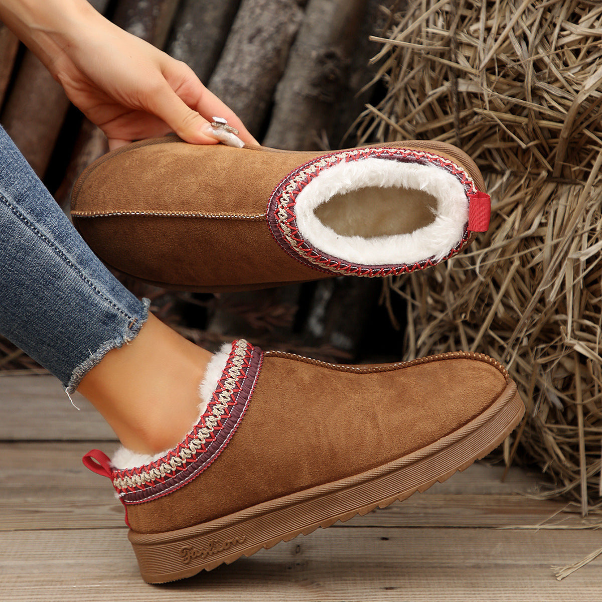 Doris® | Casual Living Patchwork Solid Color Round Warm Comfortable Shoes