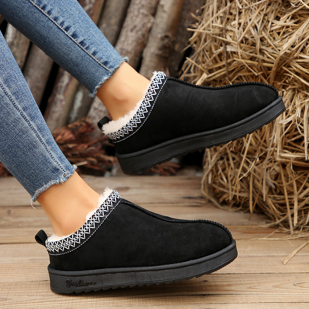 Doris® | Casual Living Patchwork Solid Color Round Warm Comfortable Shoes