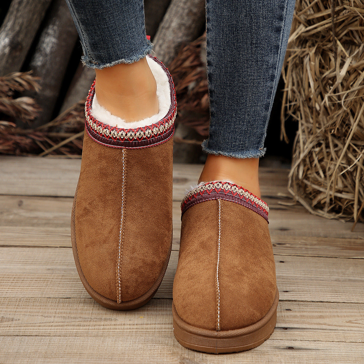 Doris® | Casual Living Patchwork Solid Color Round Warm Comfortable Shoes