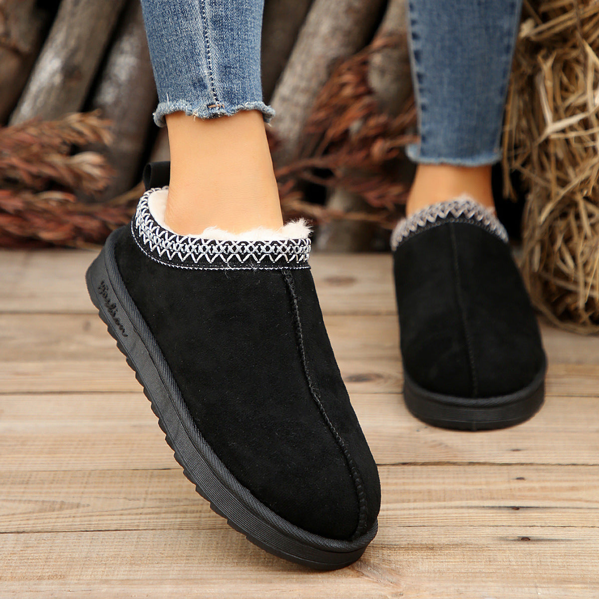 Doris® | Casual Living Patchwork Solid Color Round Warm Comfortable Shoes