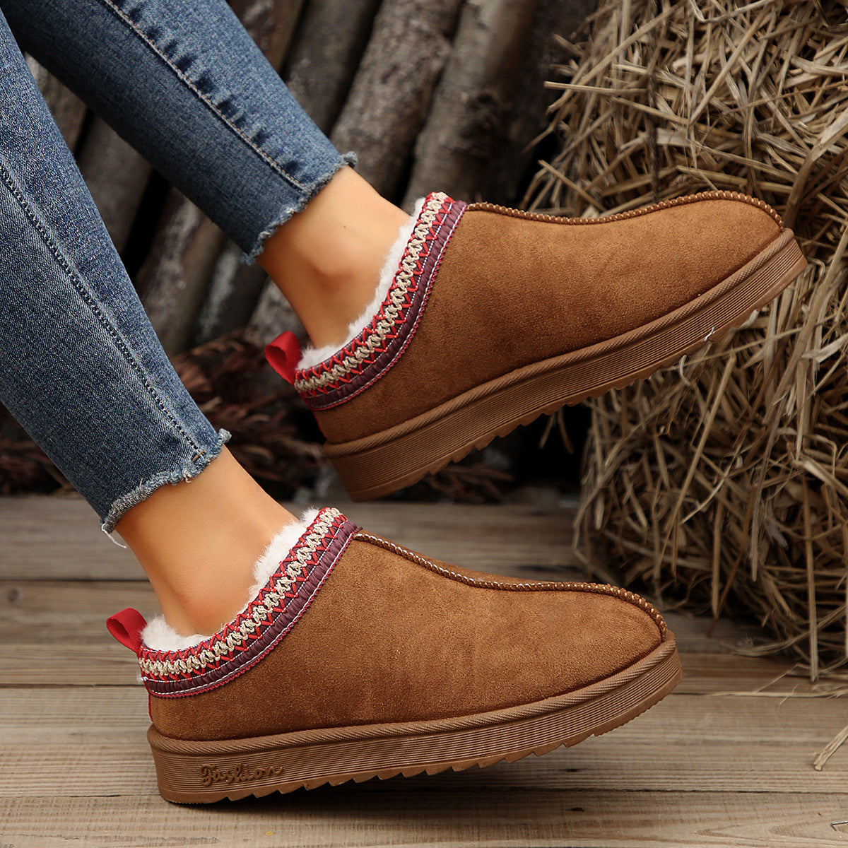 Doris® | Casual Living Patchwork Solid Color Round Warm Comfortable Shoes
