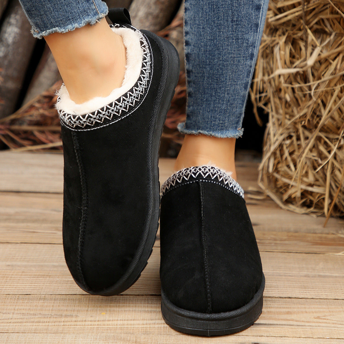 Doris® | Casual Living Patchwork Solid Color Round Warm Comfortable Shoes