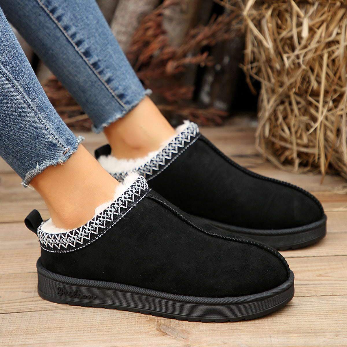 Doris® | Casual Living Patchwork Solid Color Round Warm Comfortable Shoes