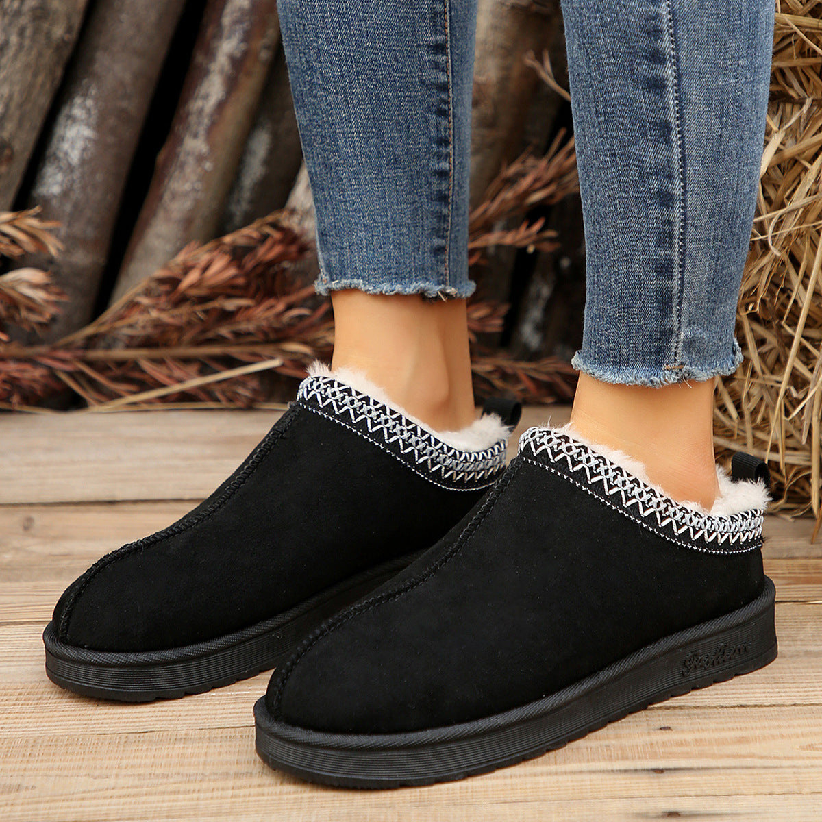 Doris® | Casual Living Patchwork Solid Color Round Warm Comfortable Shoes