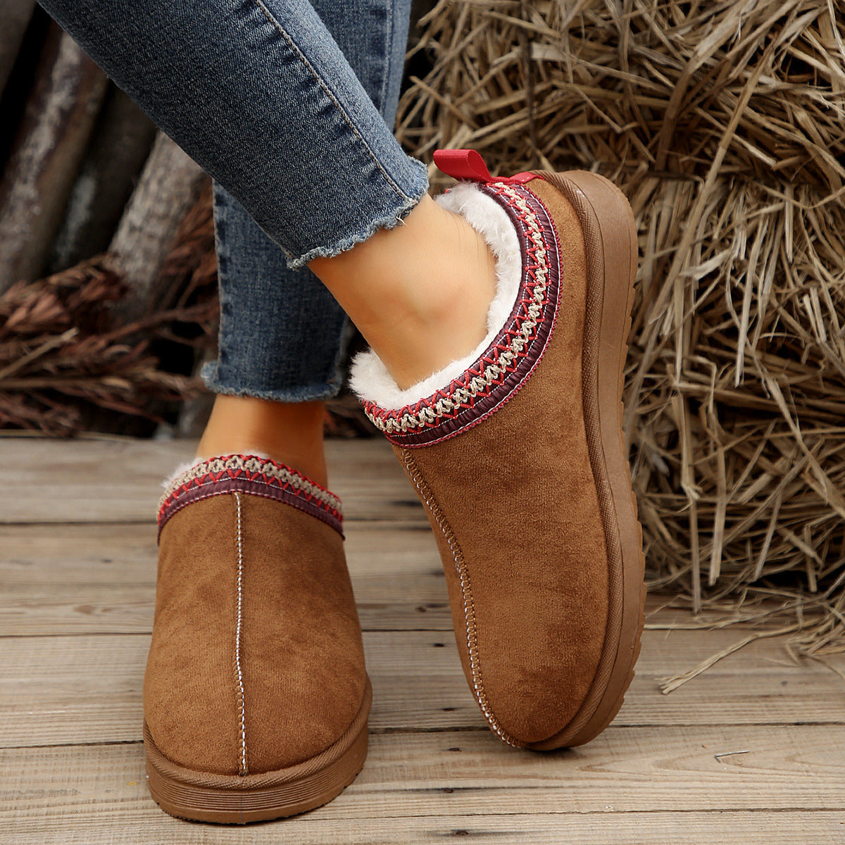 Doris® | Casual Living Patchwork Solid Color Round Warm Comfortable Shoes