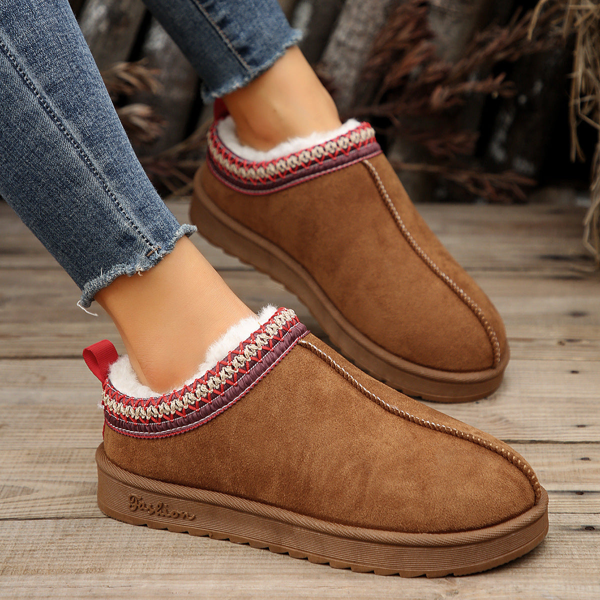 Doris® | Casual Living Patchwork Solid Color Round Warm Comfortable Shoes