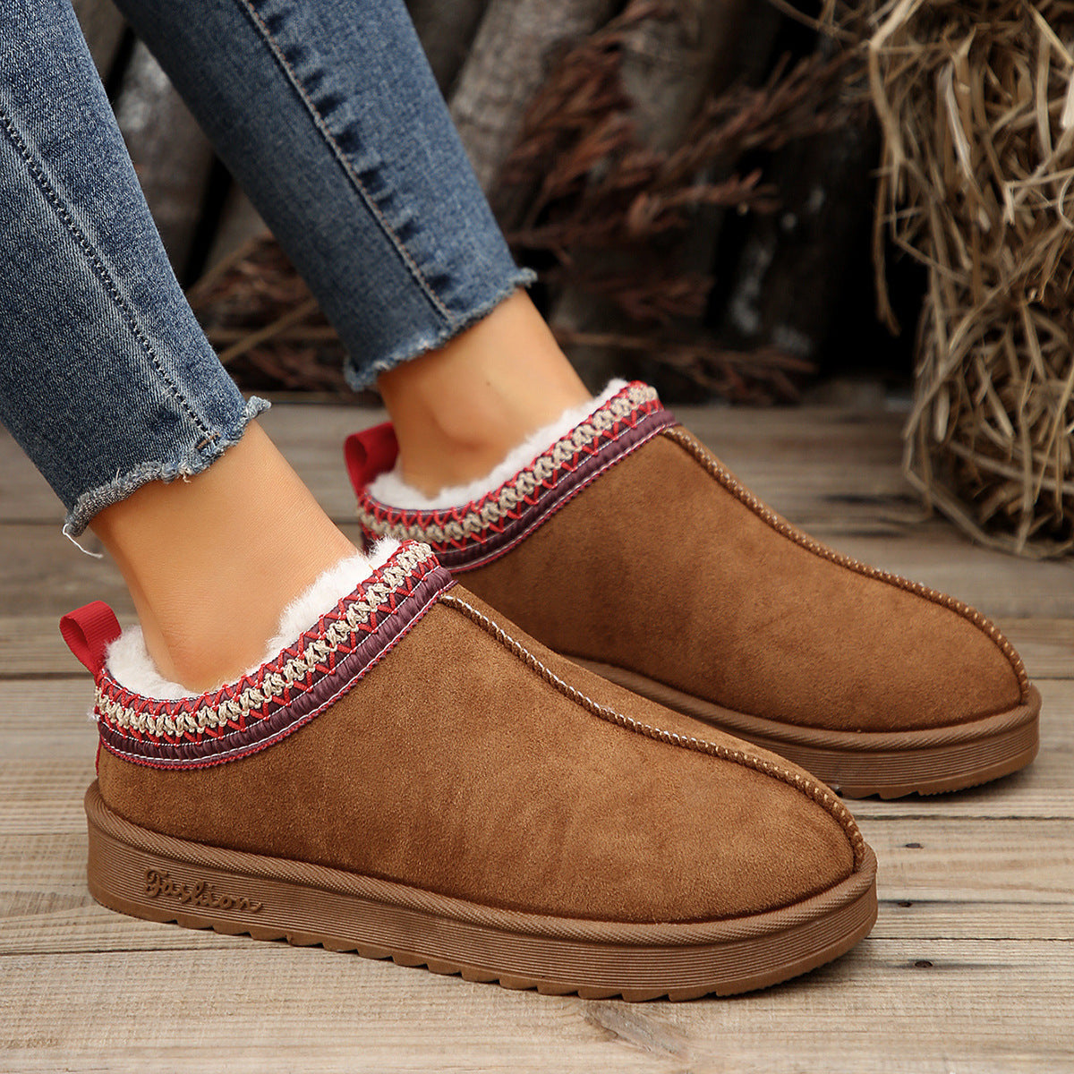Doris® | Casual Living Patchwork Solid Color Round Warm Comfortable Shoes