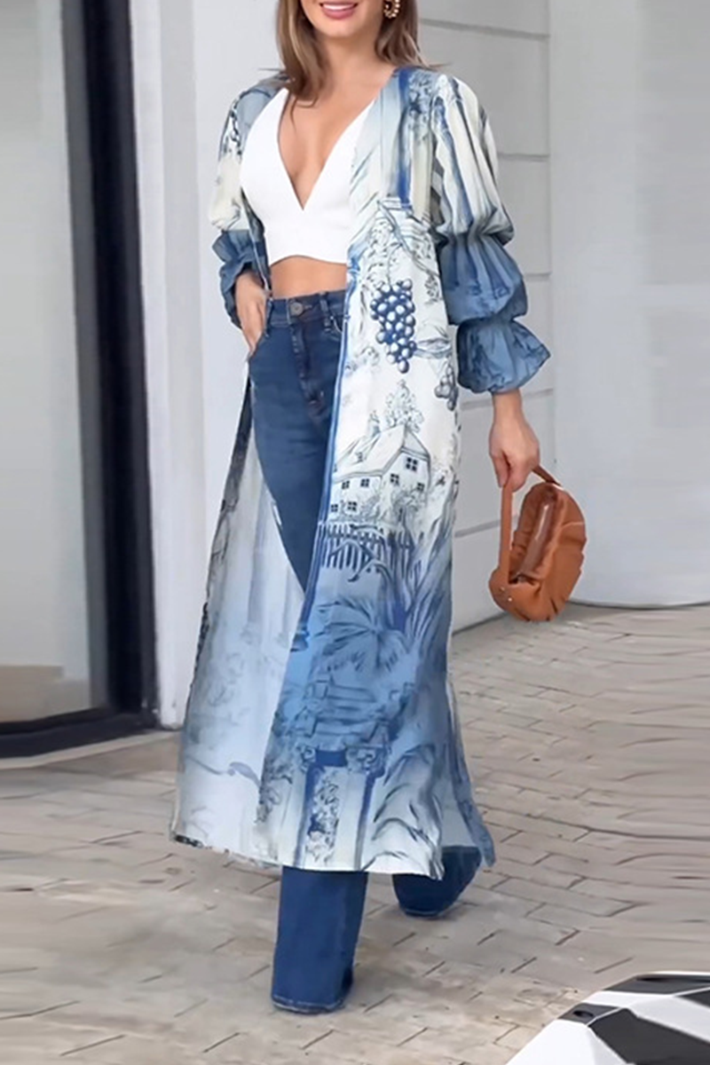 Brianna® | Casual tops with a floral slit and cardigan collar