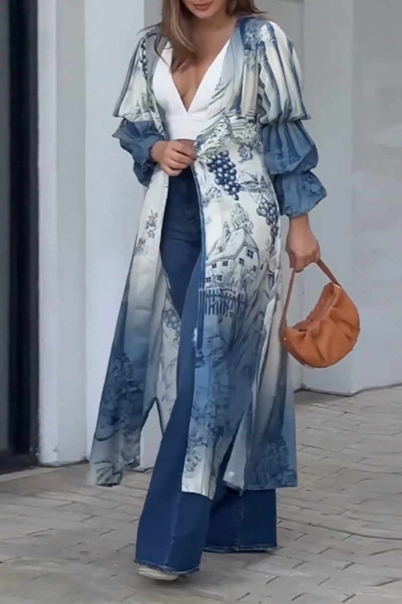 Brianna® | Casual tops with a floral slit and cardigan collar