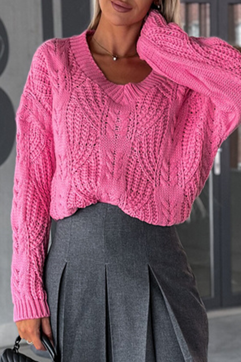 Carmen® | Elegant solid color tops with hollow out weave and V-neck