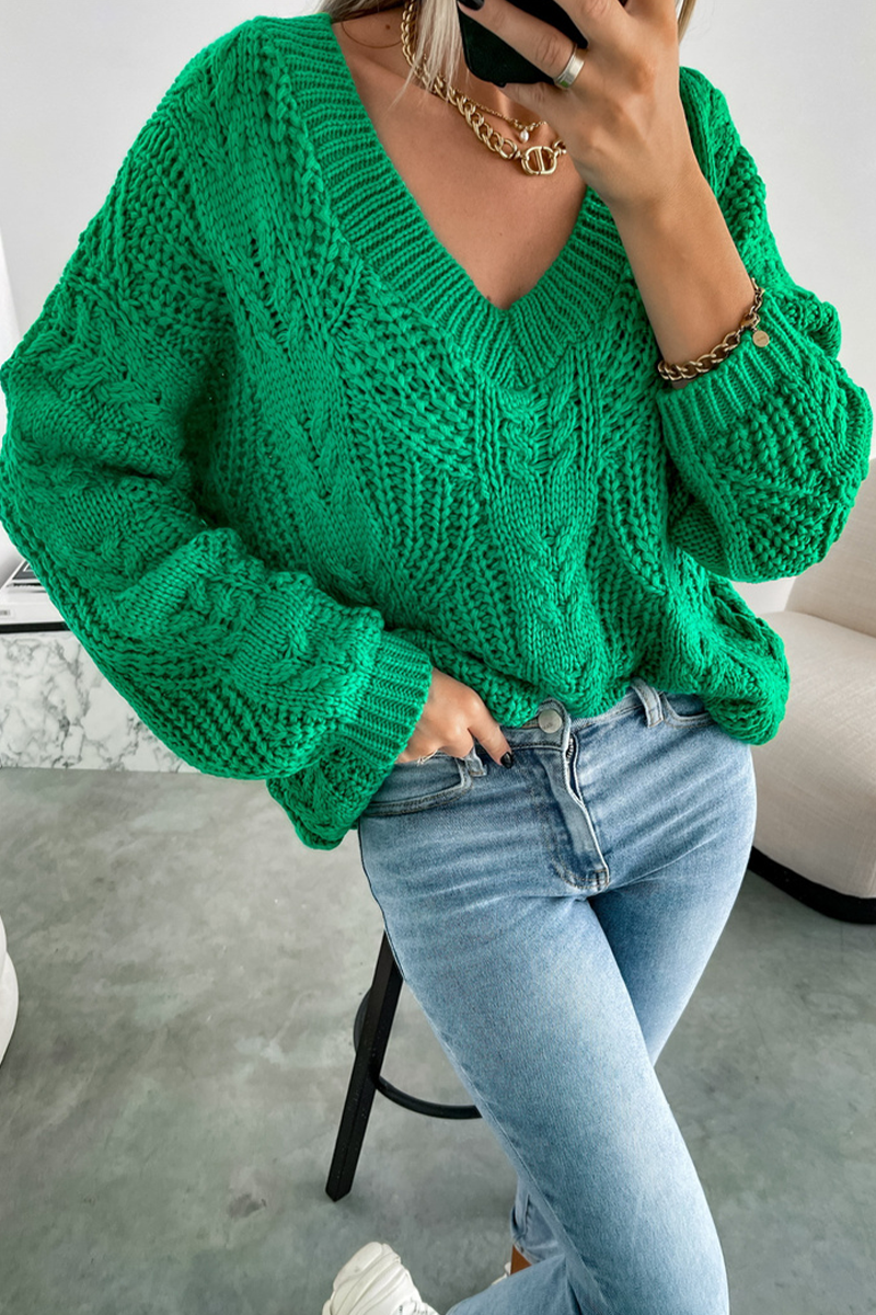Carmen® | Elegant solid color tops with hollow out weave and V-neck