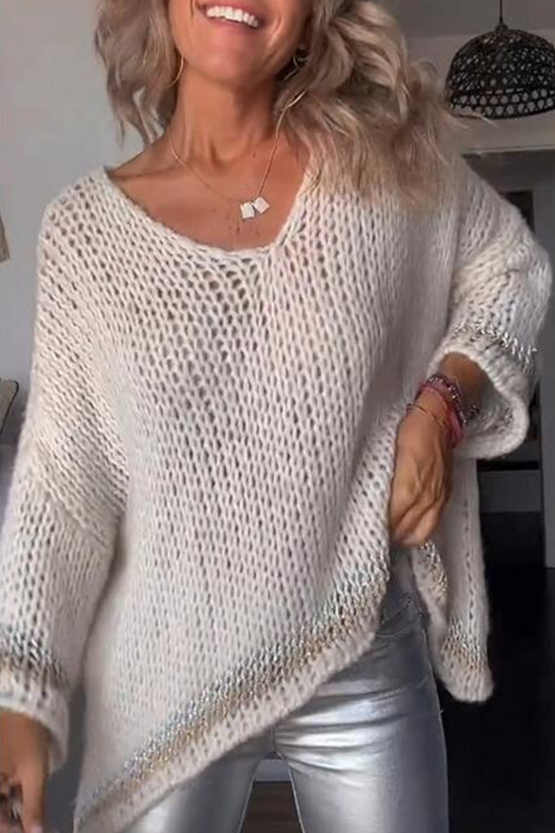 Carla® | Casual tops with plain tassel contrast and V-neck