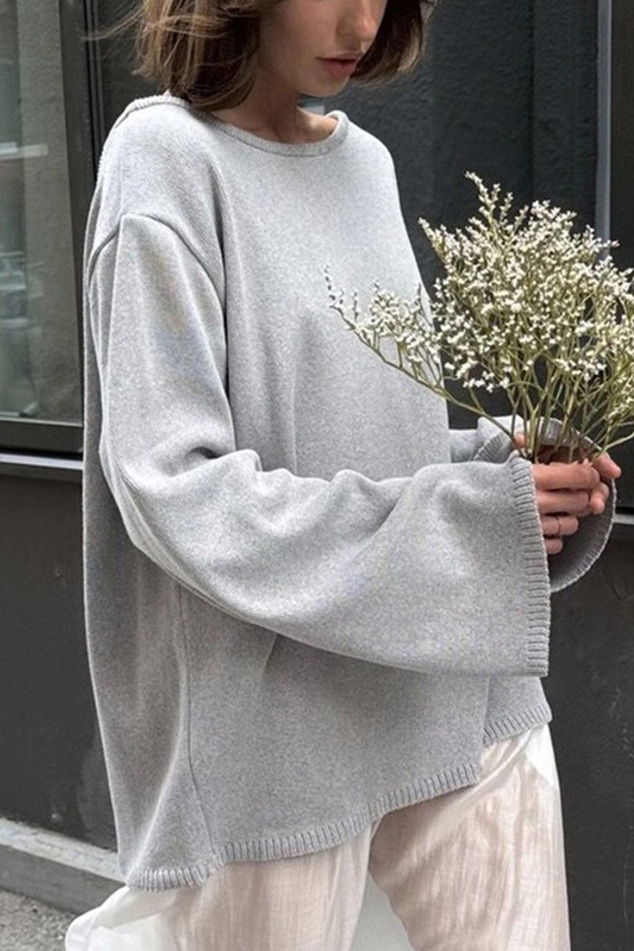 Elena® | Crew Neck Backless Cotton Sweater