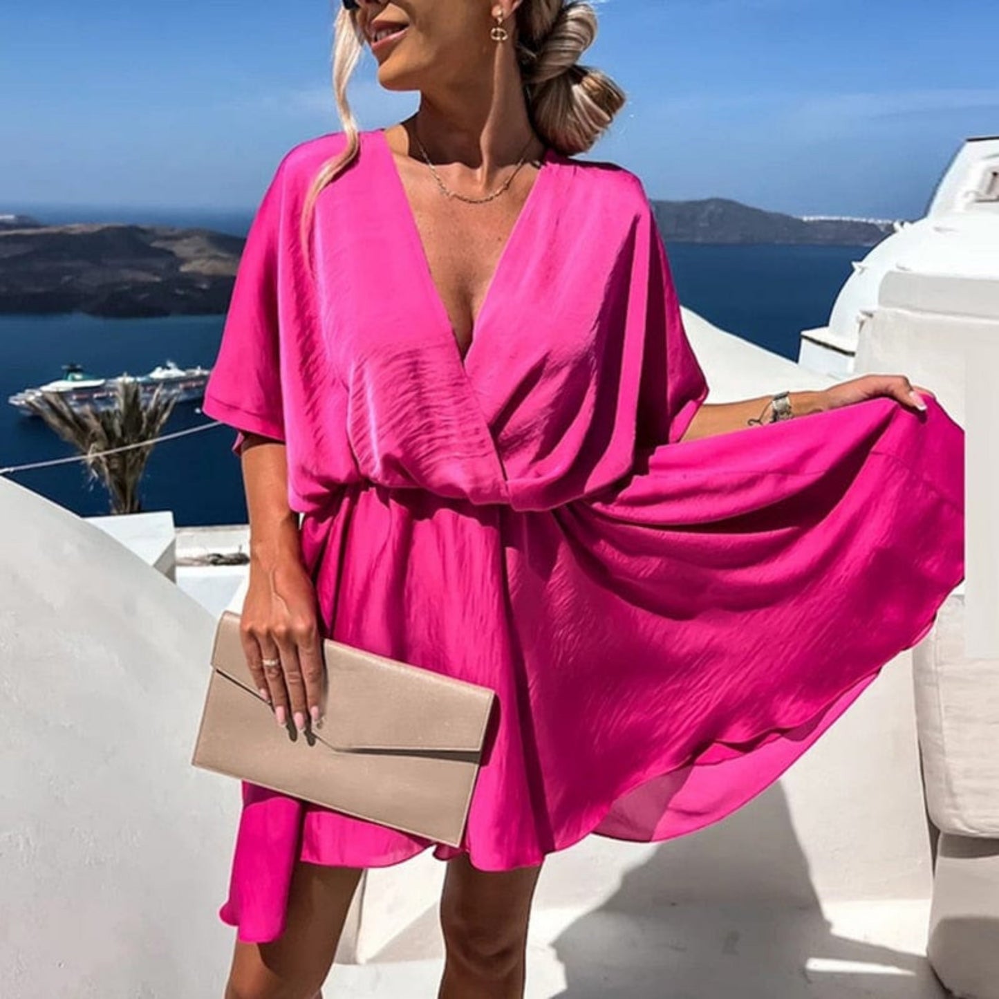 Amira® | Women's V-neck mini boho dress