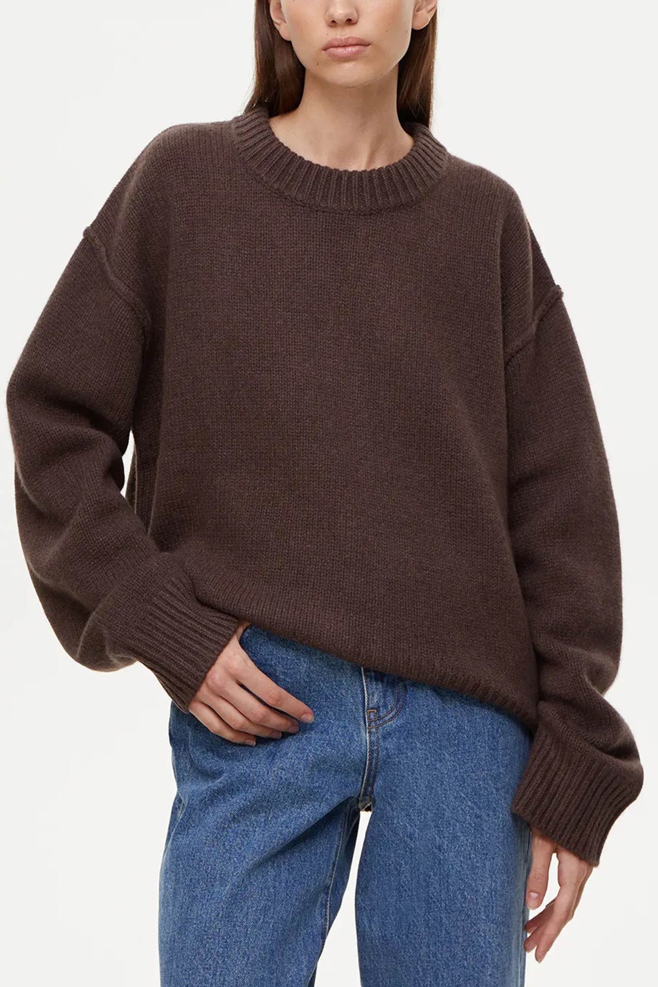 Carmen® | Round Neck Solid Color Pullover Sweater