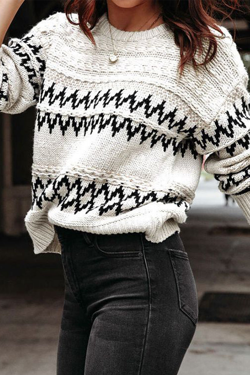 Eliana® | Casual tops with geometric pattern and O-neck