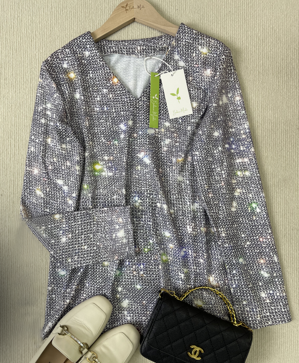 Daniela® | Silver Glitter Top