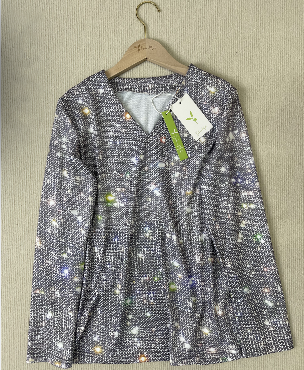 Daniela® | Silver Glitter Top