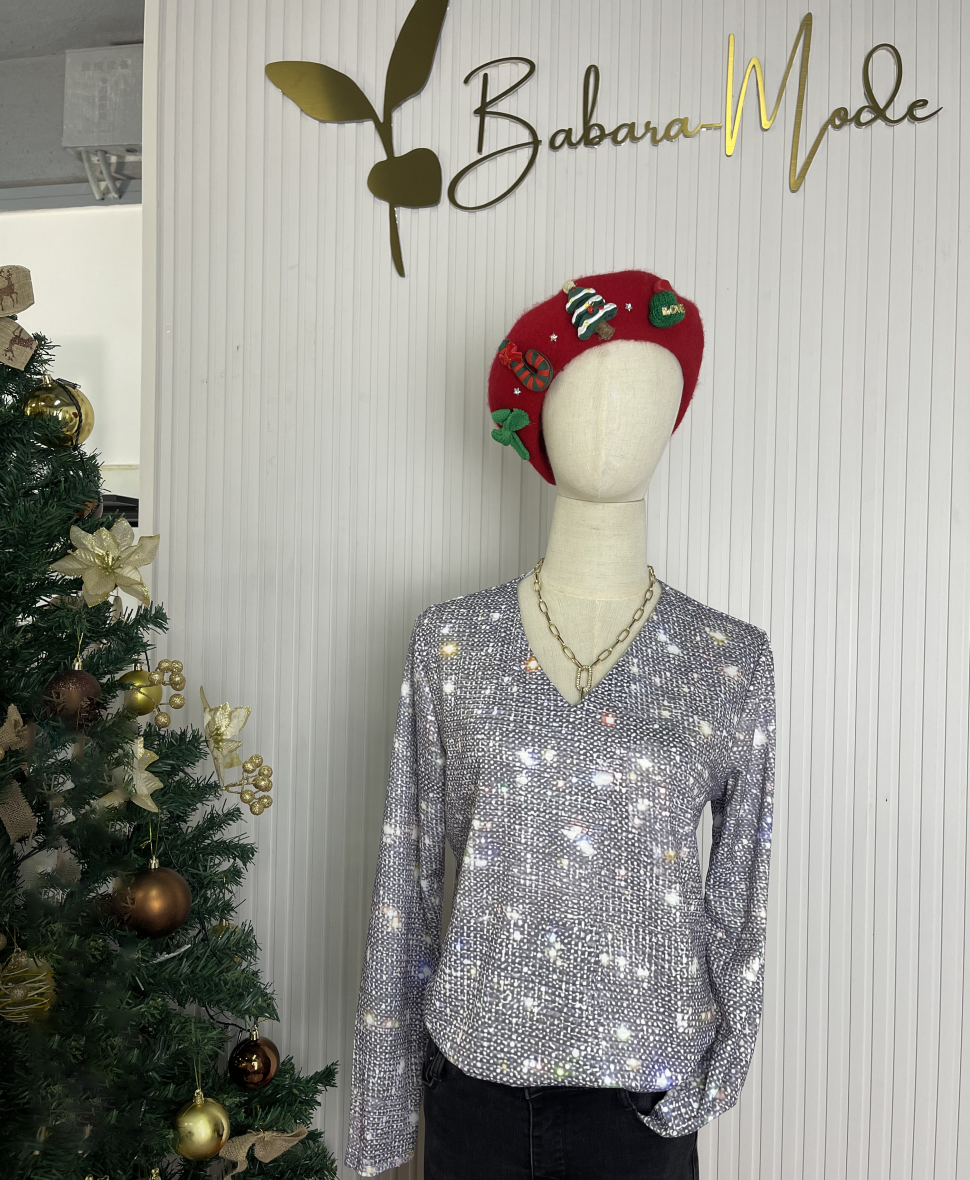 Daniela® | Silver Glitter Top