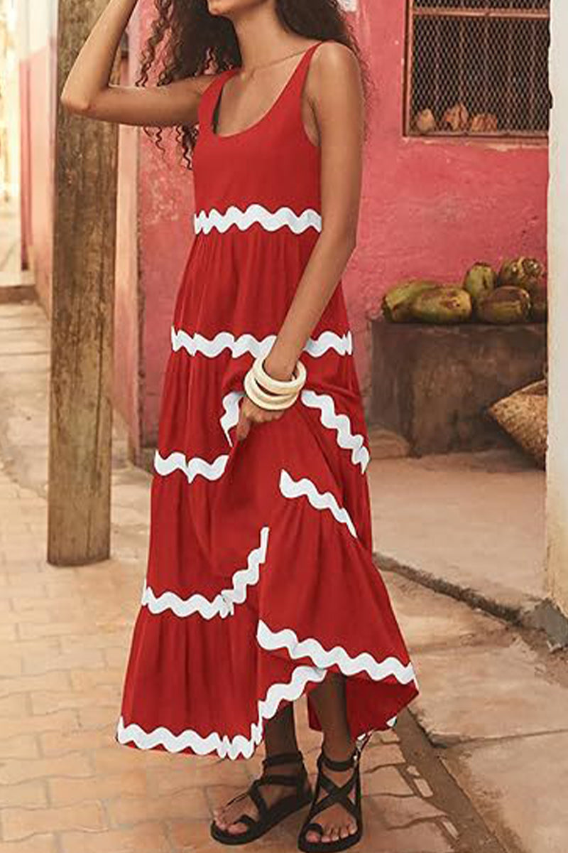 Ava® | Sexy, simple, sleeveless dress with ripple contrast and scoop neckline