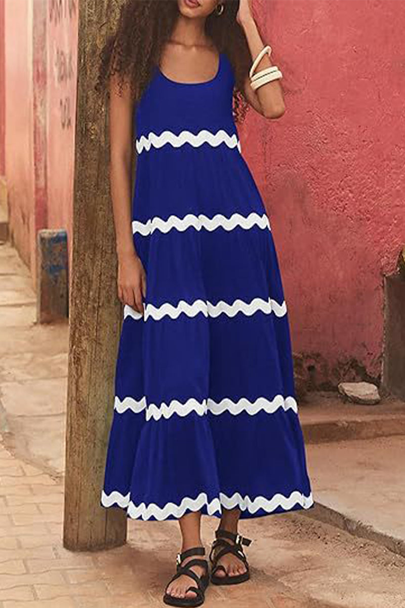 Ava® | Sexy, simple, sleeveless dress with ripple contrast and scoop neckline