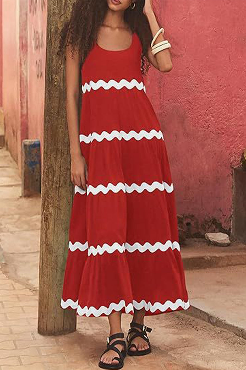 Ava® | Sexy, simple, sleeveless dress with ripple contrast and scoop neckline