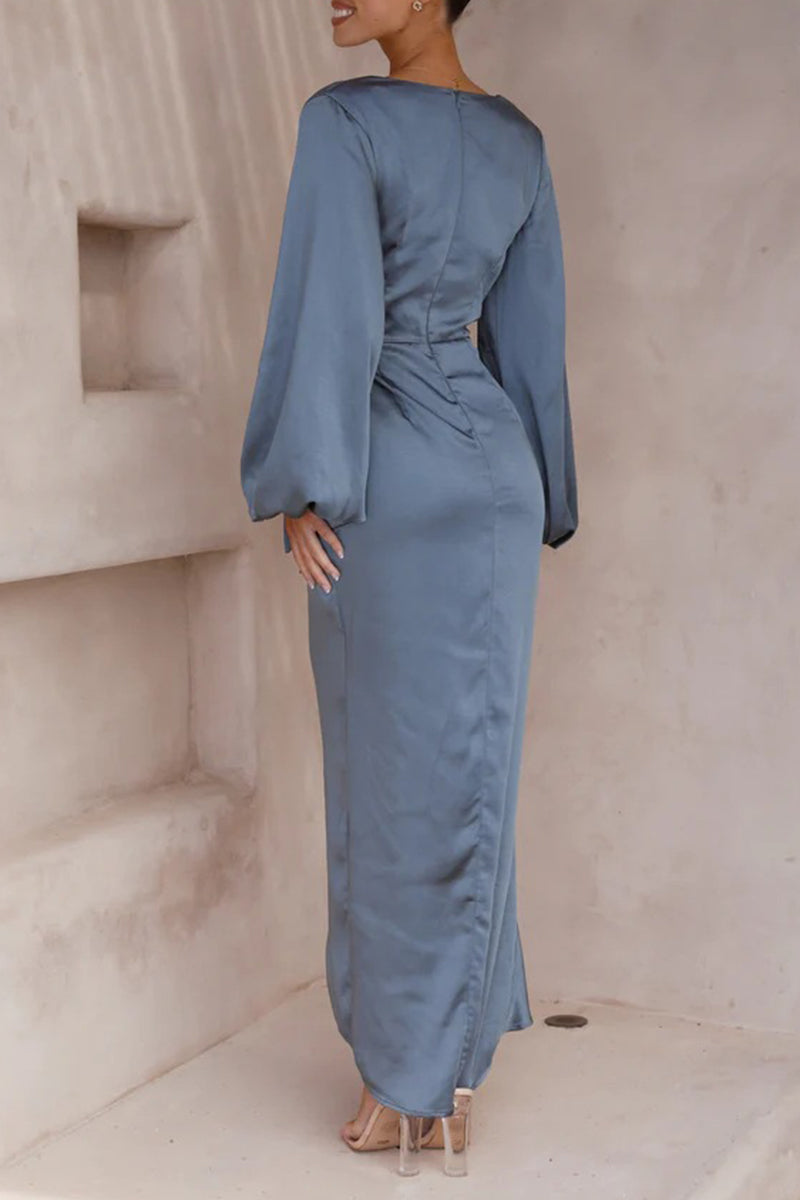 Amelia® | Elegant Solid Color Celebrity V-Neck A-Line Bandage Dresses