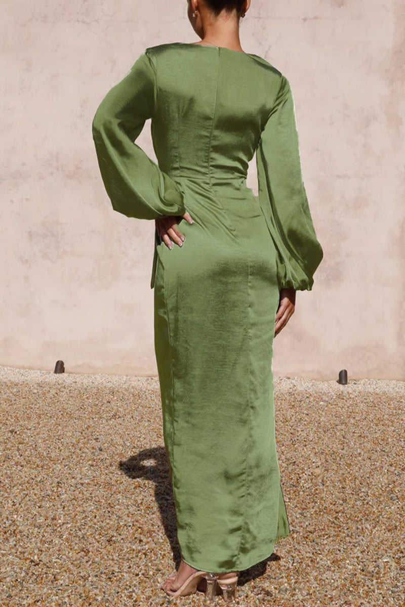 Amelia® | Elegant Solid Color Celebrity V-Neck A-Line Bandage Dresses