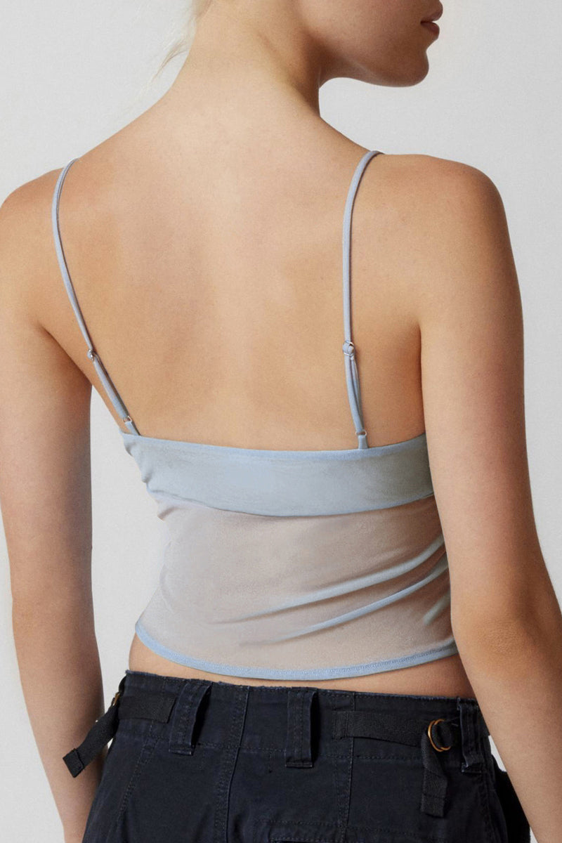 Alba® | Sexy tops made of solid mesh fabric with a bow and V-neck