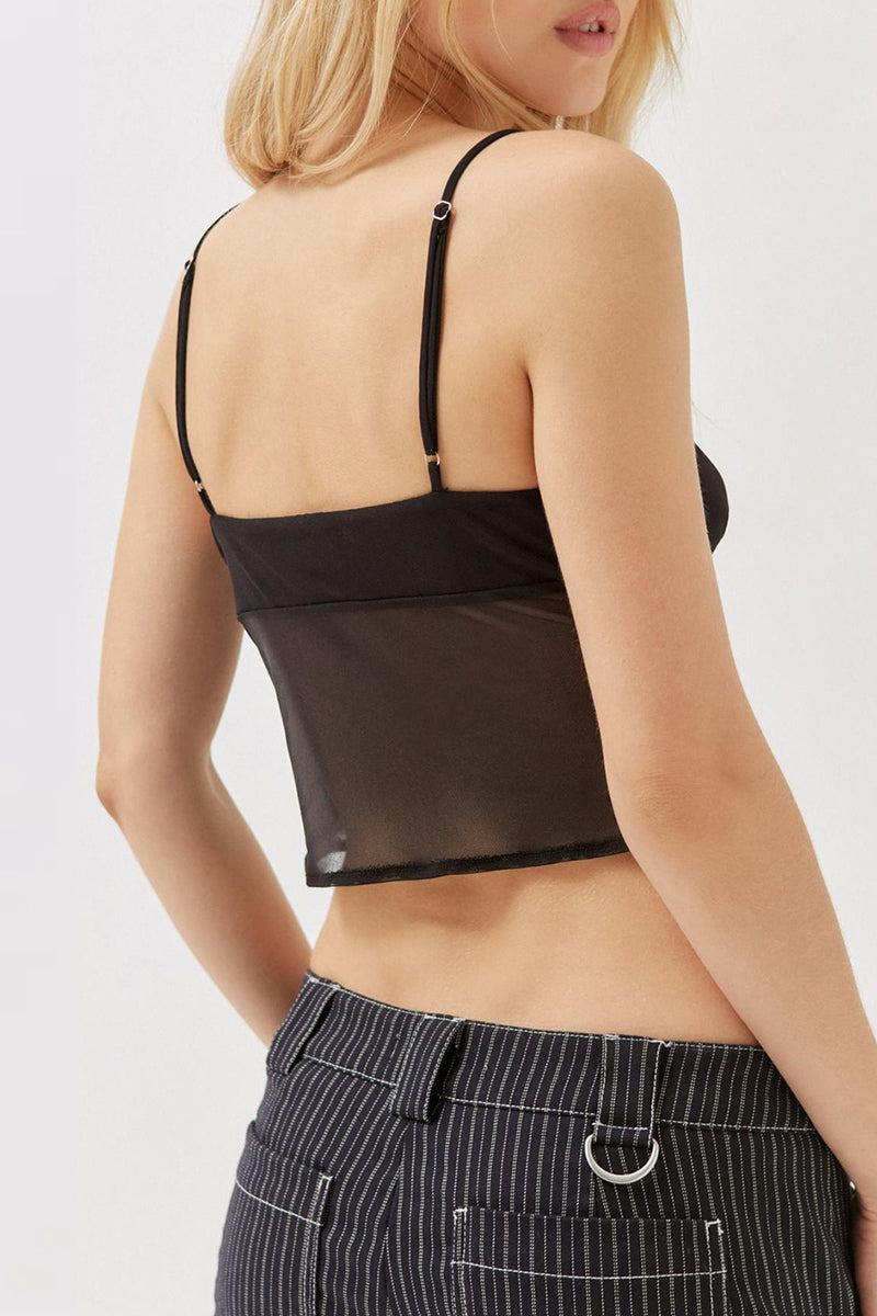 Alba® | Sexy tops made of solid mesh fabric with a bow and V-neck