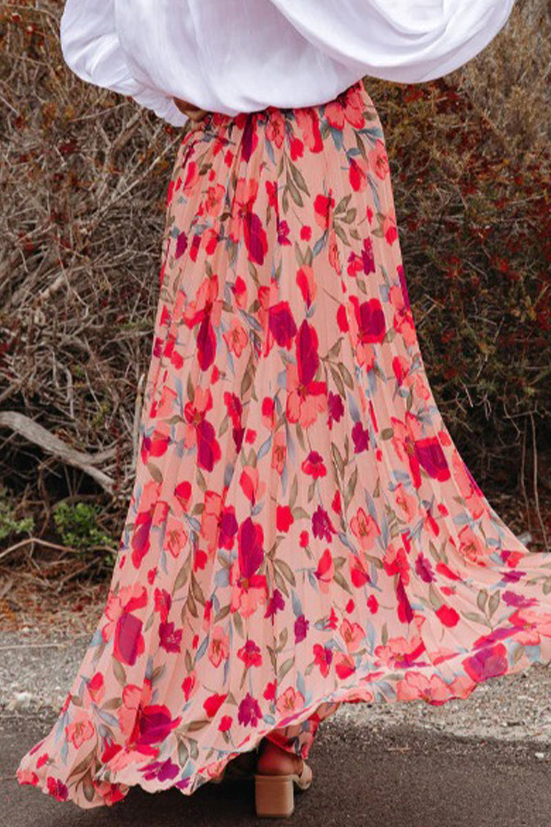 Berenice® | Elegant floral pleated high-waisted pants, Type A, with all-over print
