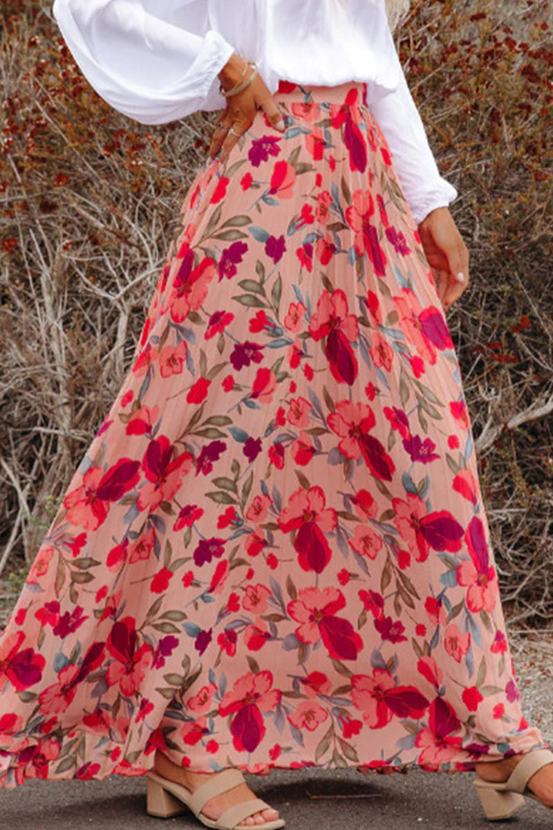 Berenice® | Elegant floral pleated high-waisted pants, Type A, with all-over print