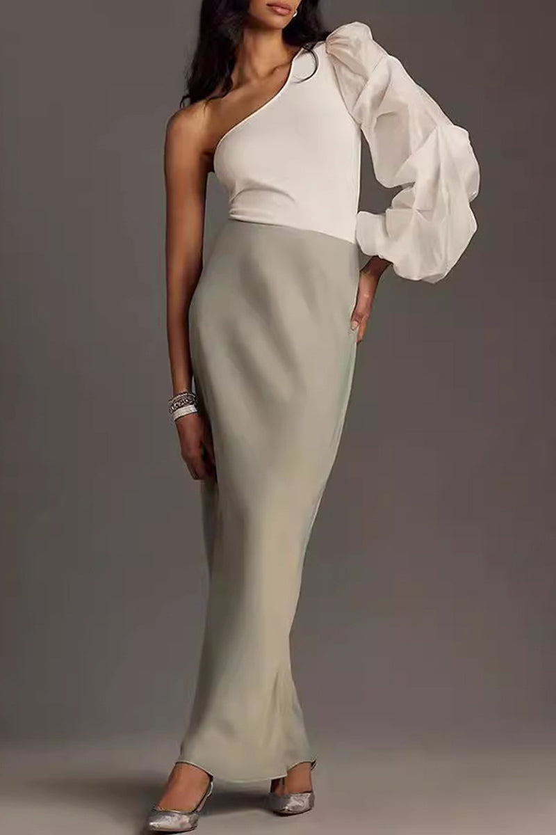 Elisa® | Elegant solid color asymmetrical slant collar tops worn by celebrities