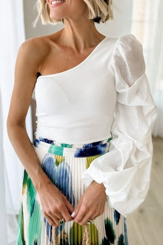 Elisa® | Elegant solid color asymmetrical slant collar tops worn by celebrities