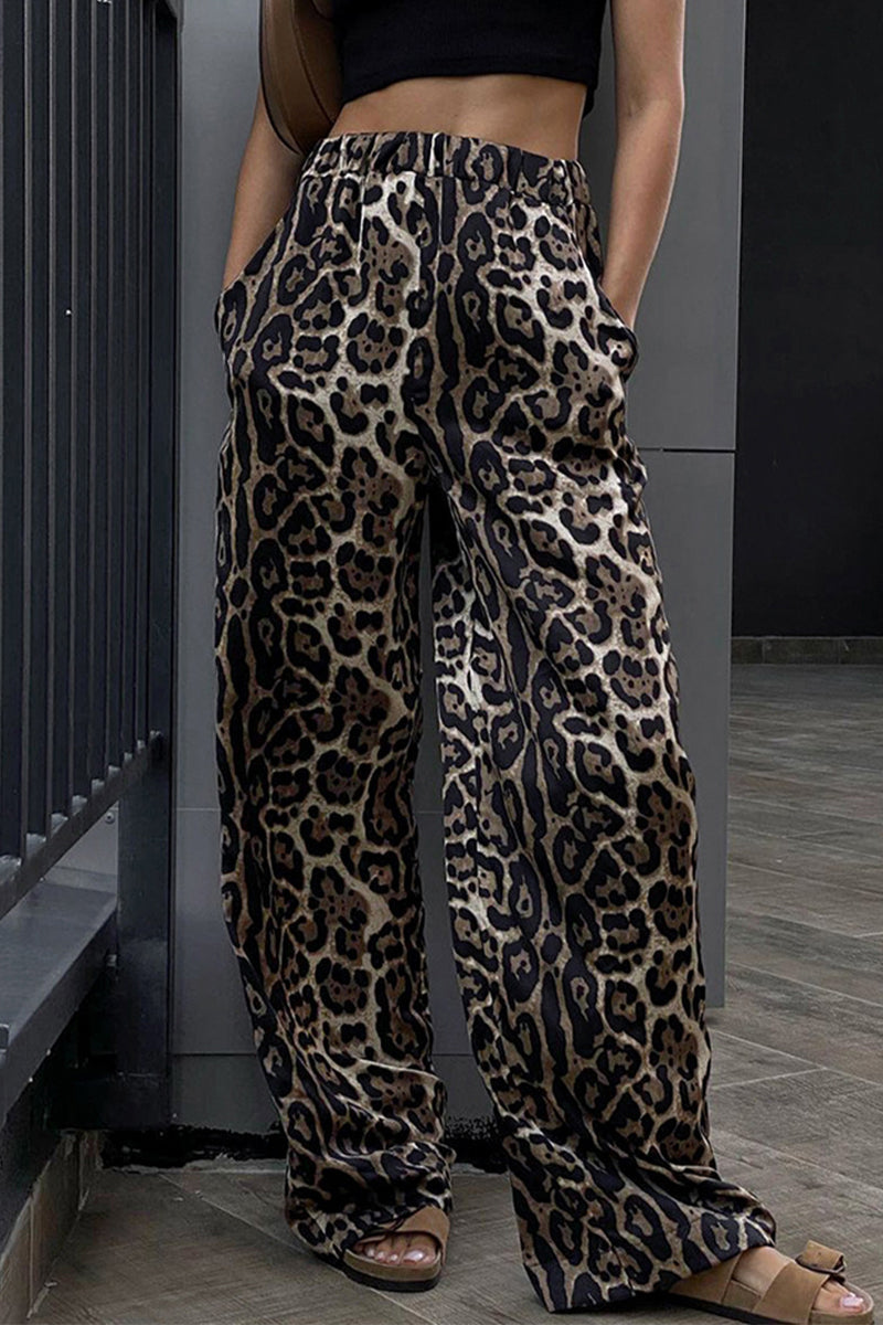 Camila® | Casual printed leopard bag with loose high waist and wide leg, full printed trousers